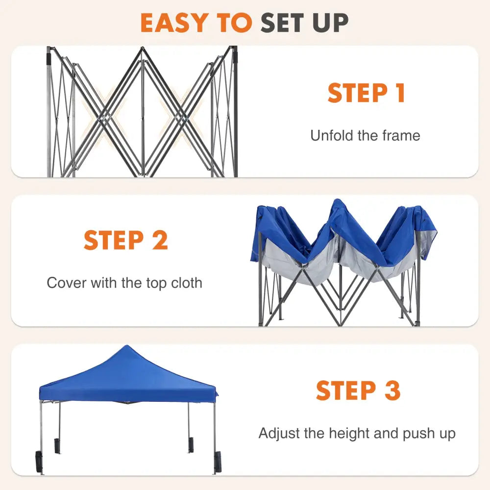 10 X 10ft Up Canopy Tent Easy Setup Outdoor Shade Instant Portable Sun Shelter Canopy Tent For Parties Camping Beach - 5