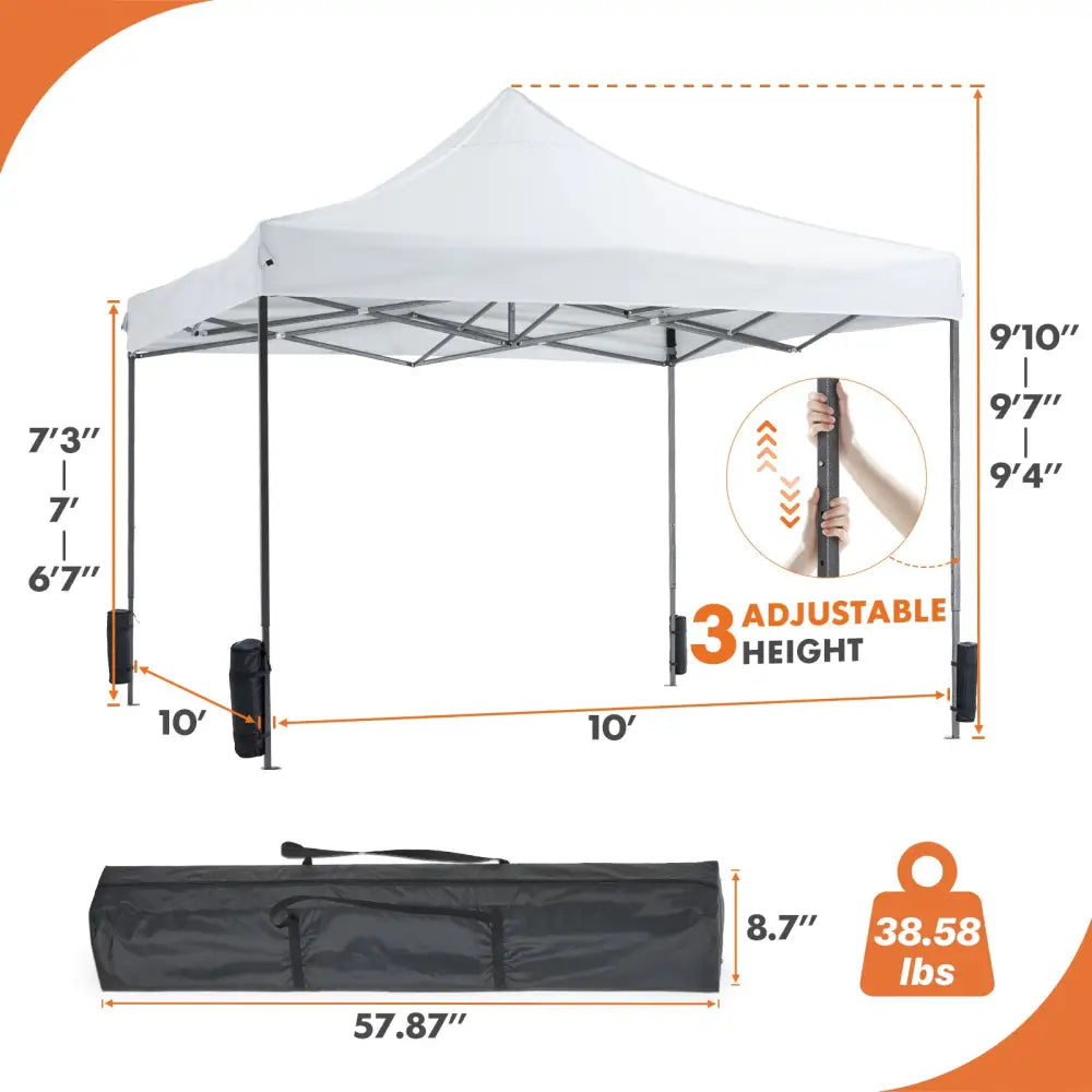 10 X 10ft Up Canopy Tent Easy Setup Outdoor Shade Instant Portable Sun Shelter Canopy Tent For Parties Camping Beach - 5