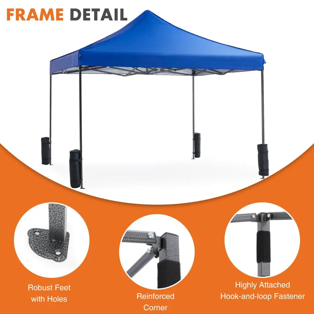 10 X 10ft Up Canopy Tent Easy Setup Outdoor Shade Instant Portable Sun Shelter Canopy Tent For Parties Camping Beach - 5