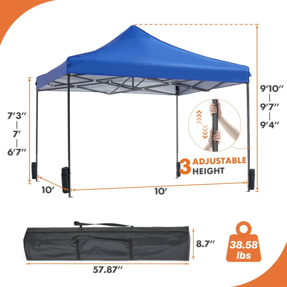 10 X 10ft Up Canopy Tent Easy Setup Outdoor Shade Instant Portable Sun Shelter Canopy Tent For Parties Camping Beach - 5