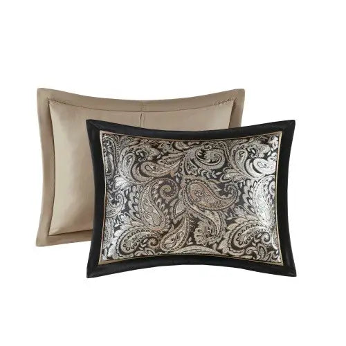 12 Piece Comforter Set With Cotton Bed Sheets Black Queen - Black - 5