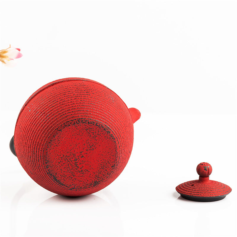 Red And Yellow Iron Kettle 680ml 0.7 Liter Iron Kettle Restaurant Hotel Fashion Tea Set
