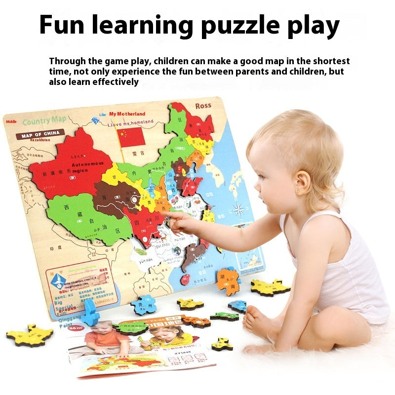 Wooden Magnetic Map Puzzle Puzzle Toy