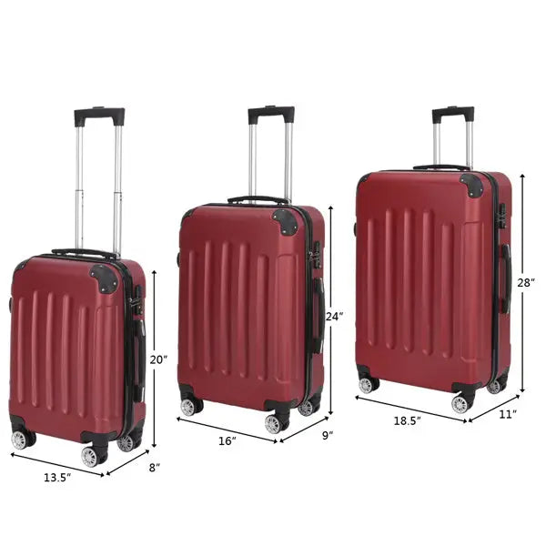 3-in-1 Swivel Wheel With Handle 4 Corner Protectors Trolley Box 20in 24in 28in ABS Aluminum Alloy Trolley Classic Color
