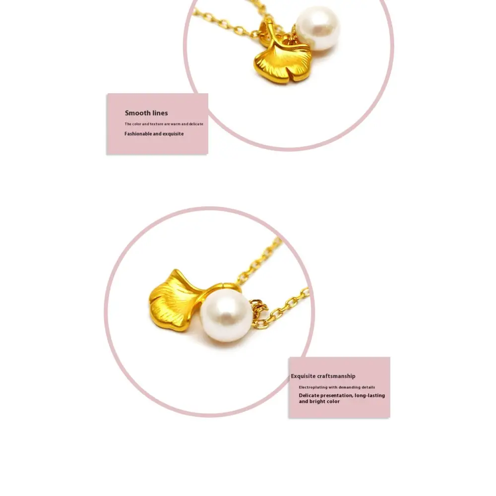 3D Hard Pure Gold 999 Pure Gold Ginkgo Leaf Pearl Necklace For Women Beyond Trends Hub