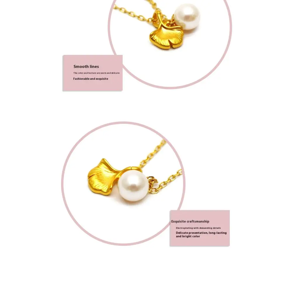 3D Hard Pure Gold 999 Pure Gold Ginkgo Leaf Pearl Necklace For Women Beyond Trends Hub