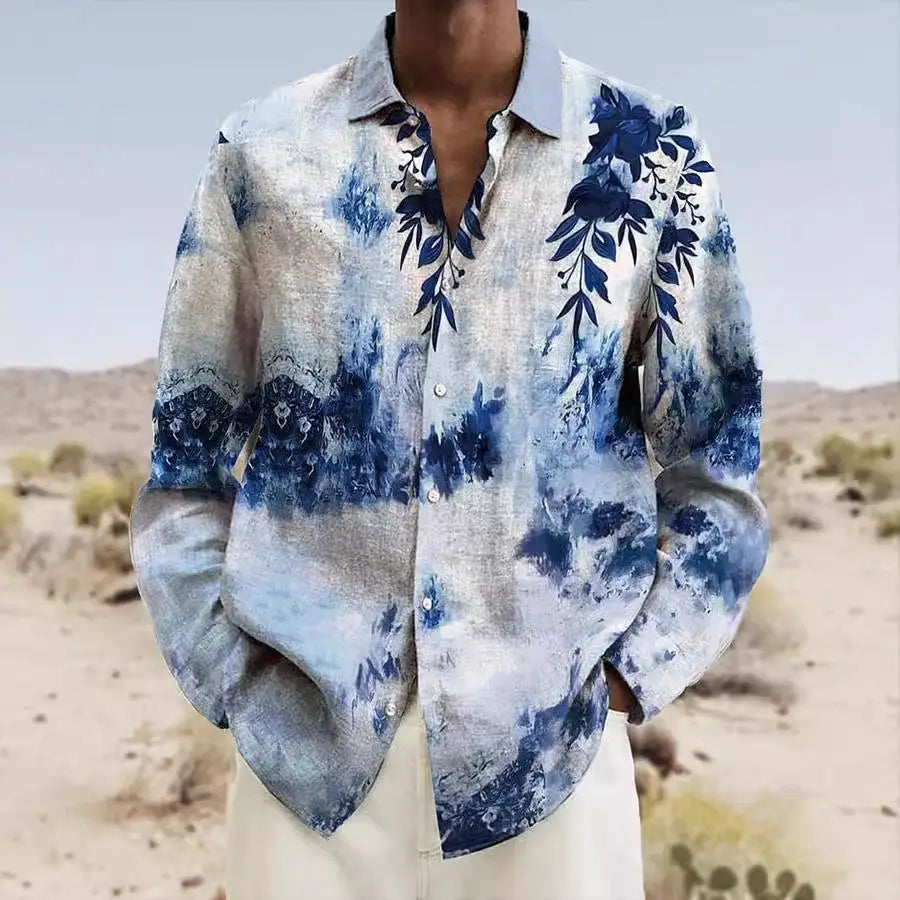 3D Printed Fashion Men's Casual Long-sleeved Shirt Beyond Trends Hub