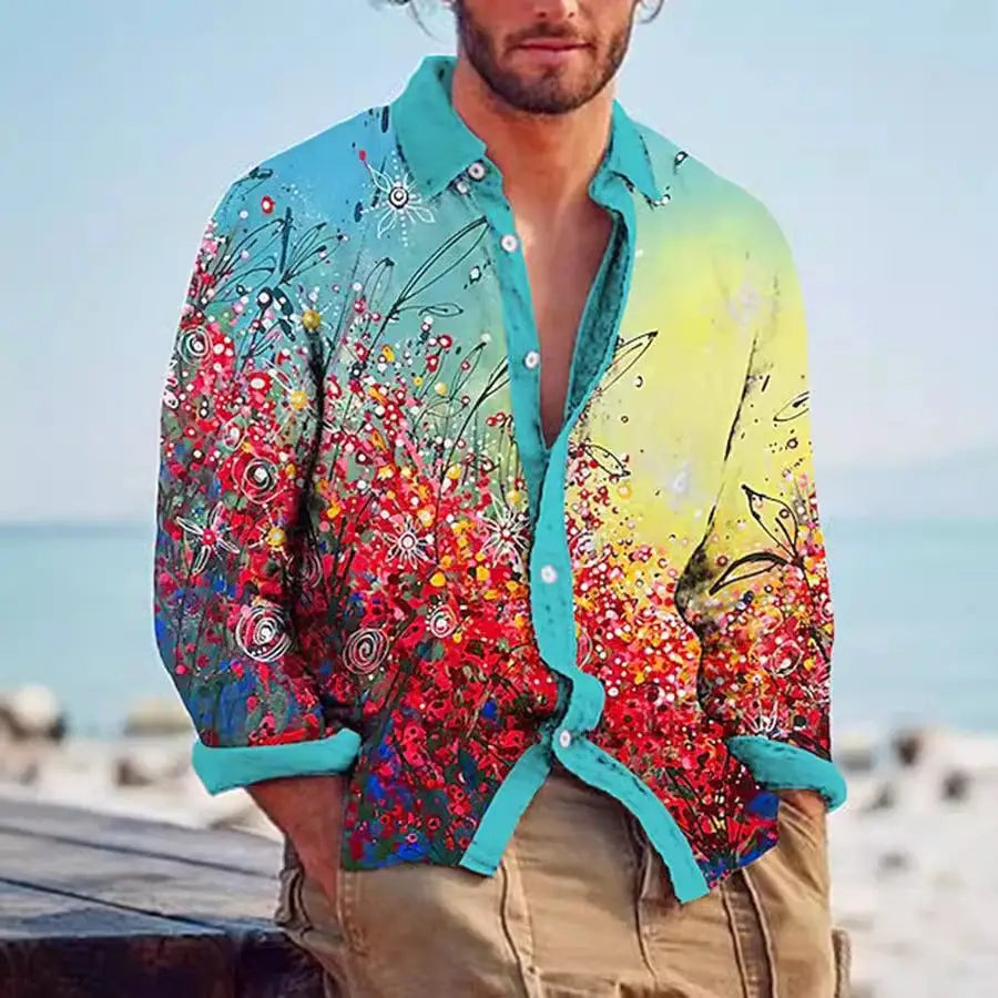 3D Printed Fashion Men's Casual Long-sleeved Shirt Beyond Trends Hub