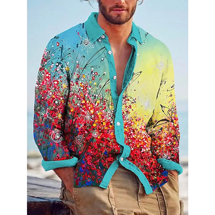 3D Printed Fashion Men's Casual Long-sleeved Shirt Beyond Trends Hub