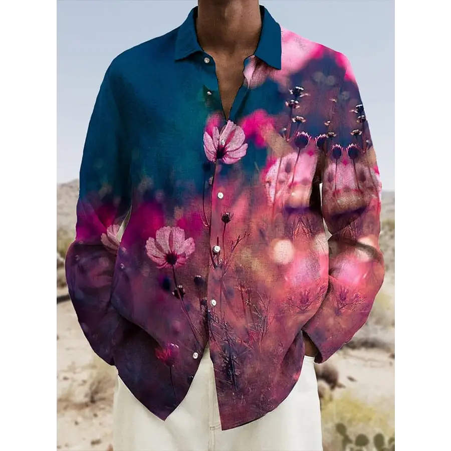 3D Printed Fashion Men's Casual Long-sleeved Shirt Beyond Trends Hub