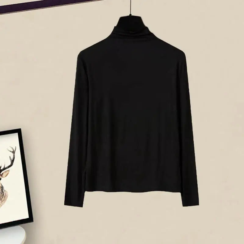 3pcs Knitted Sweater Suit With Shirt And Wide Leg Pants Autumn And Winter Suit Women - Black Sweater / 2XL