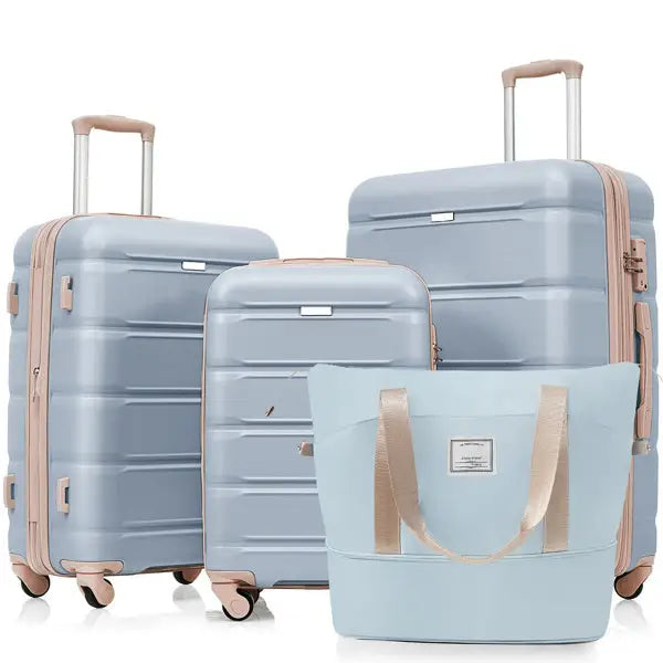4-piece Luggage Set 20 Inches With USB Port Expandable ABS Durable Suitcase With Travel Bag Cup Holder ABS Hard Shell