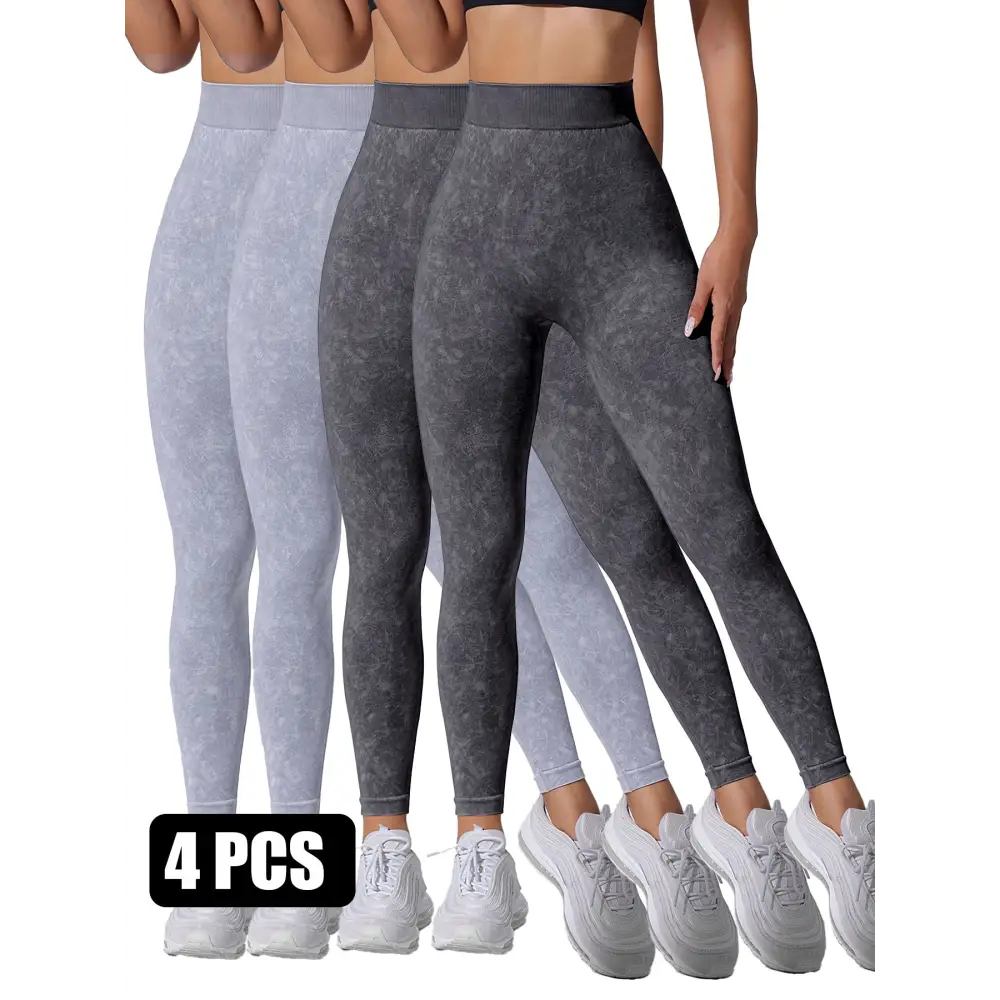 4 Pieces Scrunch Butt Lifting Workout V Back Leggings - 4PACK1 / S