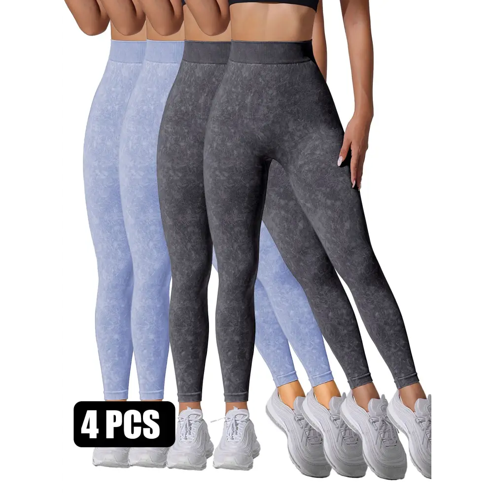 4 Pieces Scrunch Butt Lifting Workout V Back Leggings - 4PACK1 / S