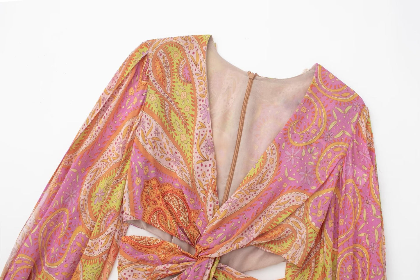 Women's Long Sleeve Cutout Print Dress