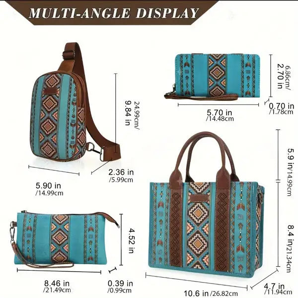 4Pcs Women’s Tote Bag Retro Work Bag Lightweight Bohemian Style Tote Bag - Womens tote bags - 5