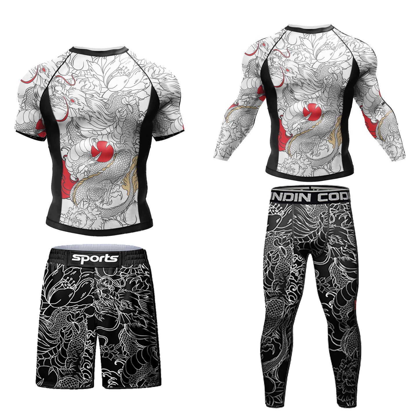 Personalized 3D Printing Quick-drying Stretch Outdoor Workout Clothes Four-piece Set