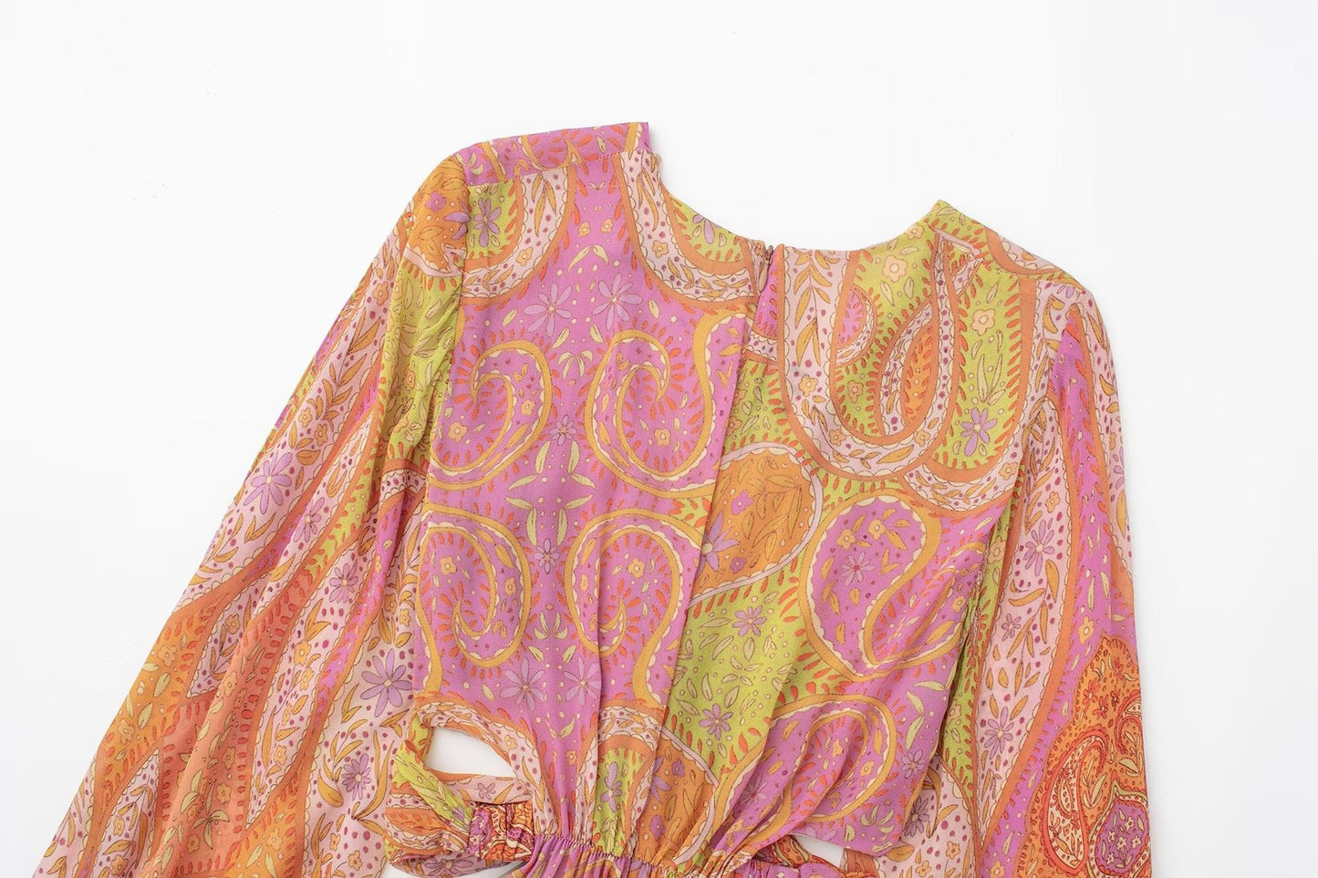 Women's Long Sleeve Cutout Print Dress