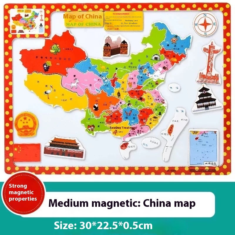 Wooden Magnetic Map Puzzle Puzzle Toy