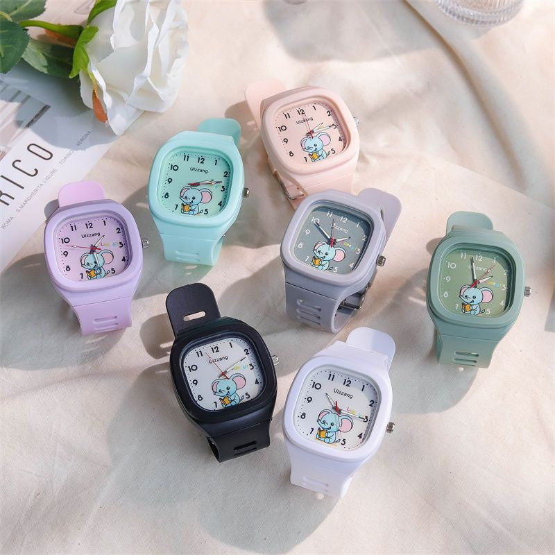 Cute Silicone Trendy Luminous Sports Student Square Good-looking Watch