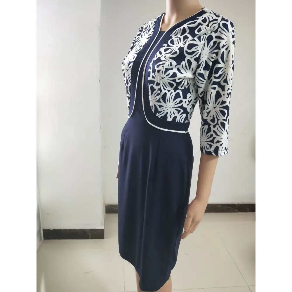 African Plus Size Print Stitching Fake Two-piece Dress