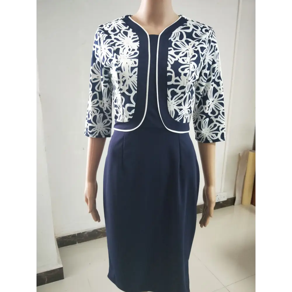 African Plus Size Print Stitching Fake Two-piece Dress