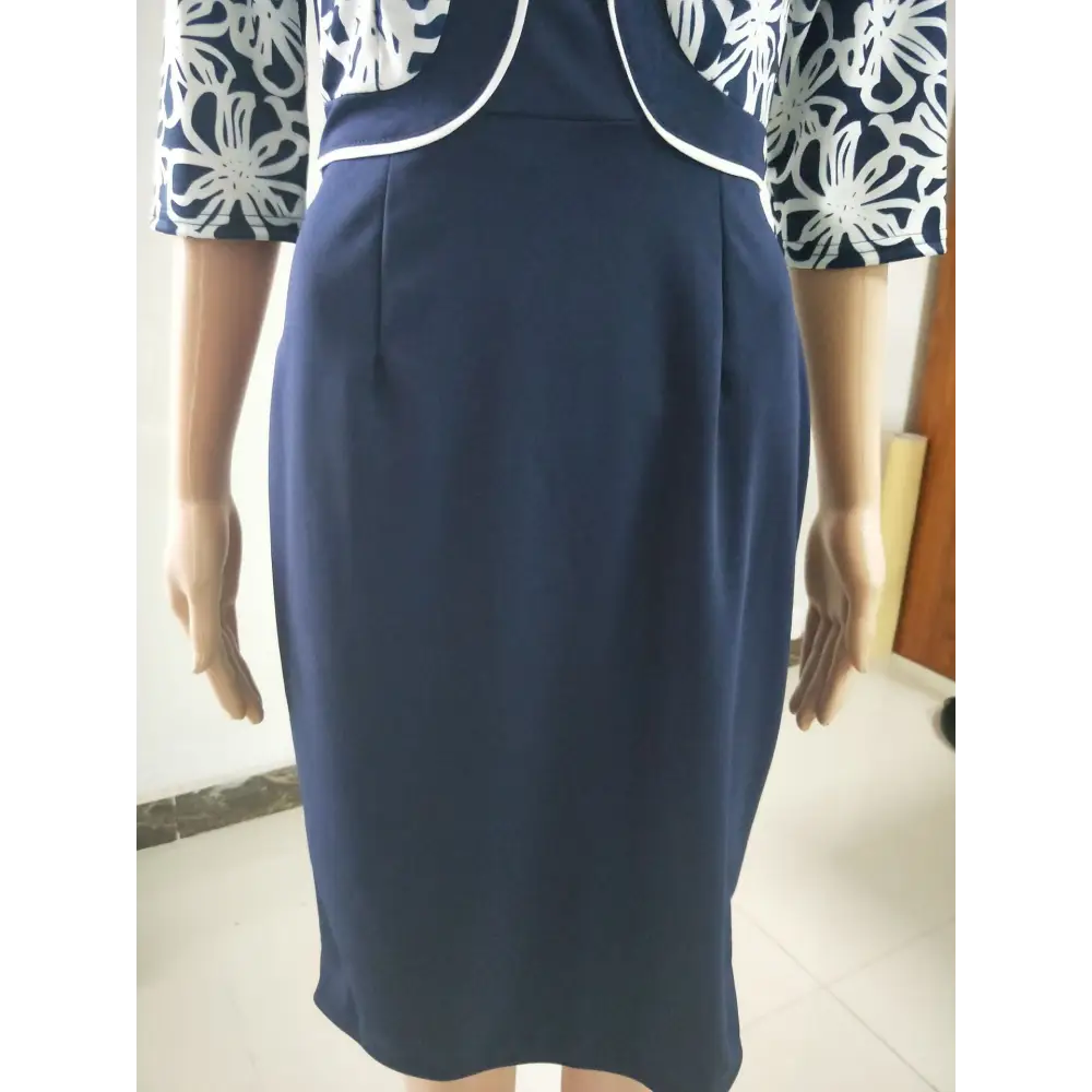 African Plus Size Print Stitching Fake Two-piece Dress