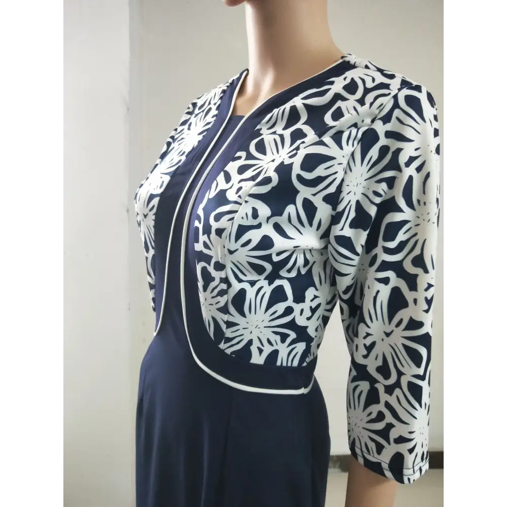 African Plus Size Print Stitching Fake Two-piece Dress