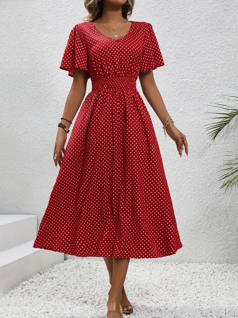 Women's Small Floral Print Short Sleeve Dress