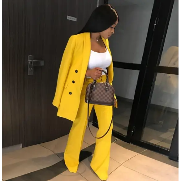 3 Button women Yellow Blazer jacket