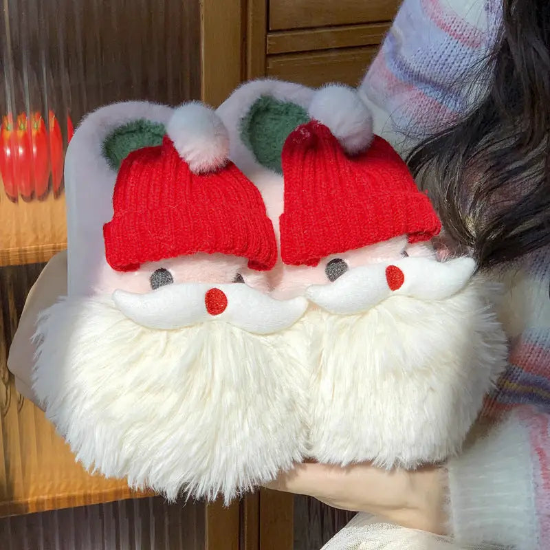 Cute Christmas Santa Claus Home Slippers Winter Warm Indoor Non-slip Floor Plush Shoes For Women Beyond Trends Hub