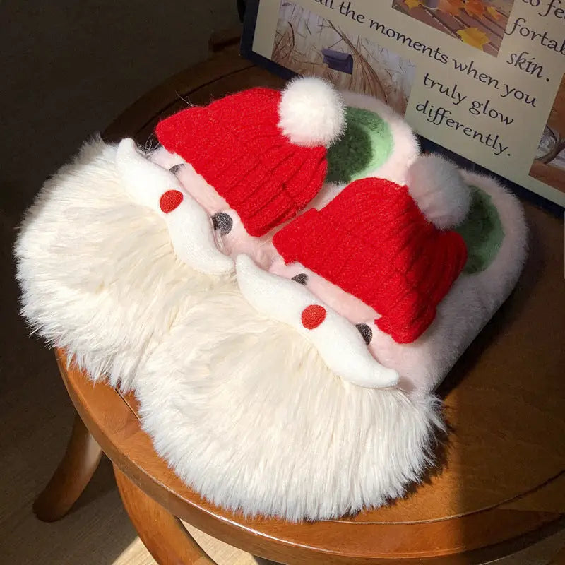 Cute Christmas Santa Claus Home Slippers Winter Warm Indoor Non-slip Floor Plush Shoes For Women Beyond Trends Hub