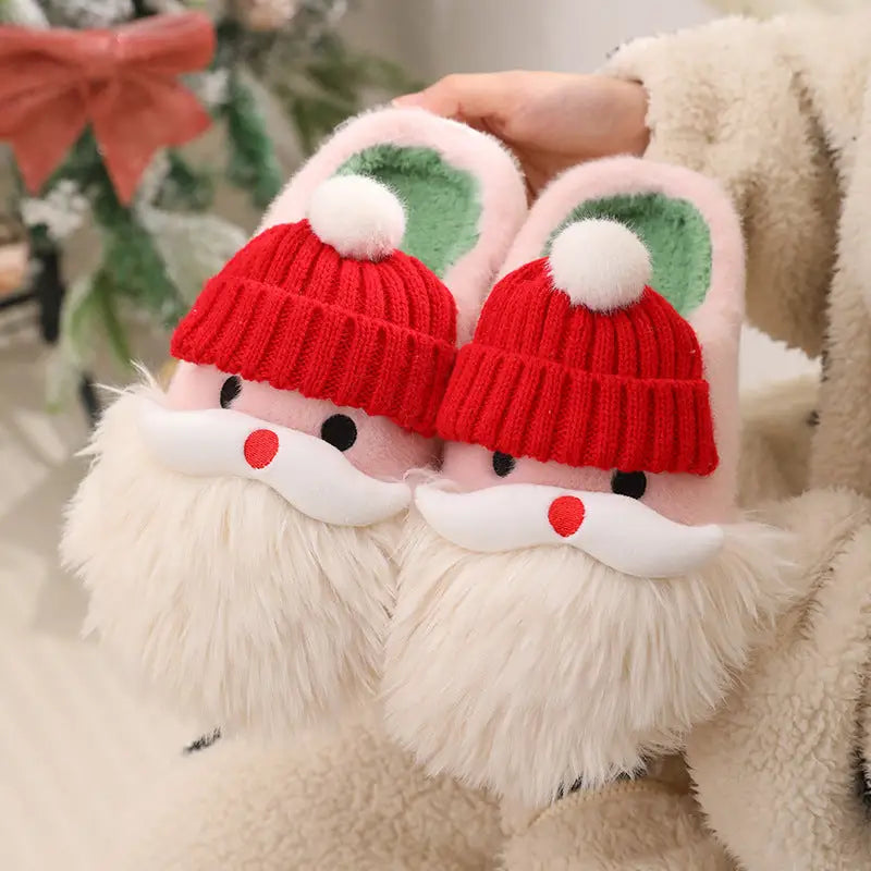 Cute Christmas Santa Claus Home Slippers Winter Warm Indoor Non-slip Floor Plush Shoes For Women Beyond Trends Hub