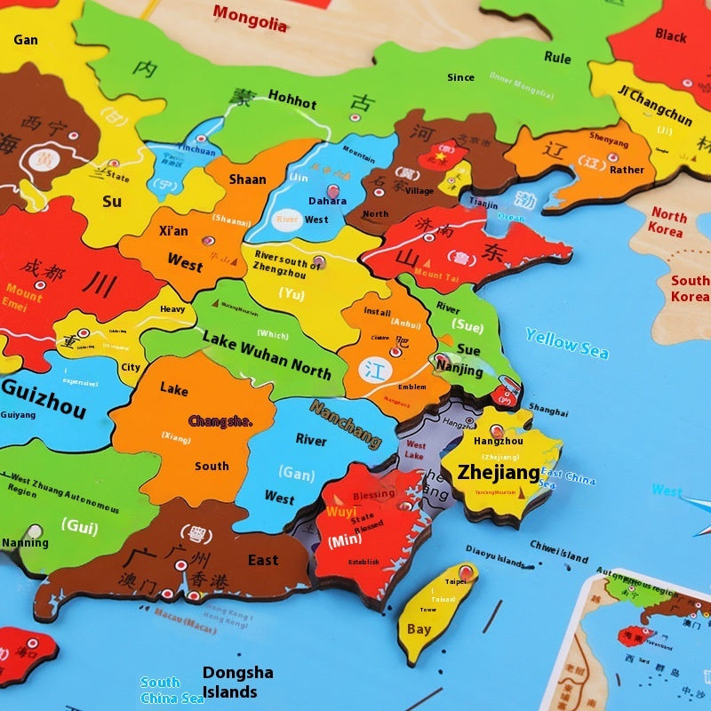 Wooden Magnetic Map Puzzle Puzzle Toy