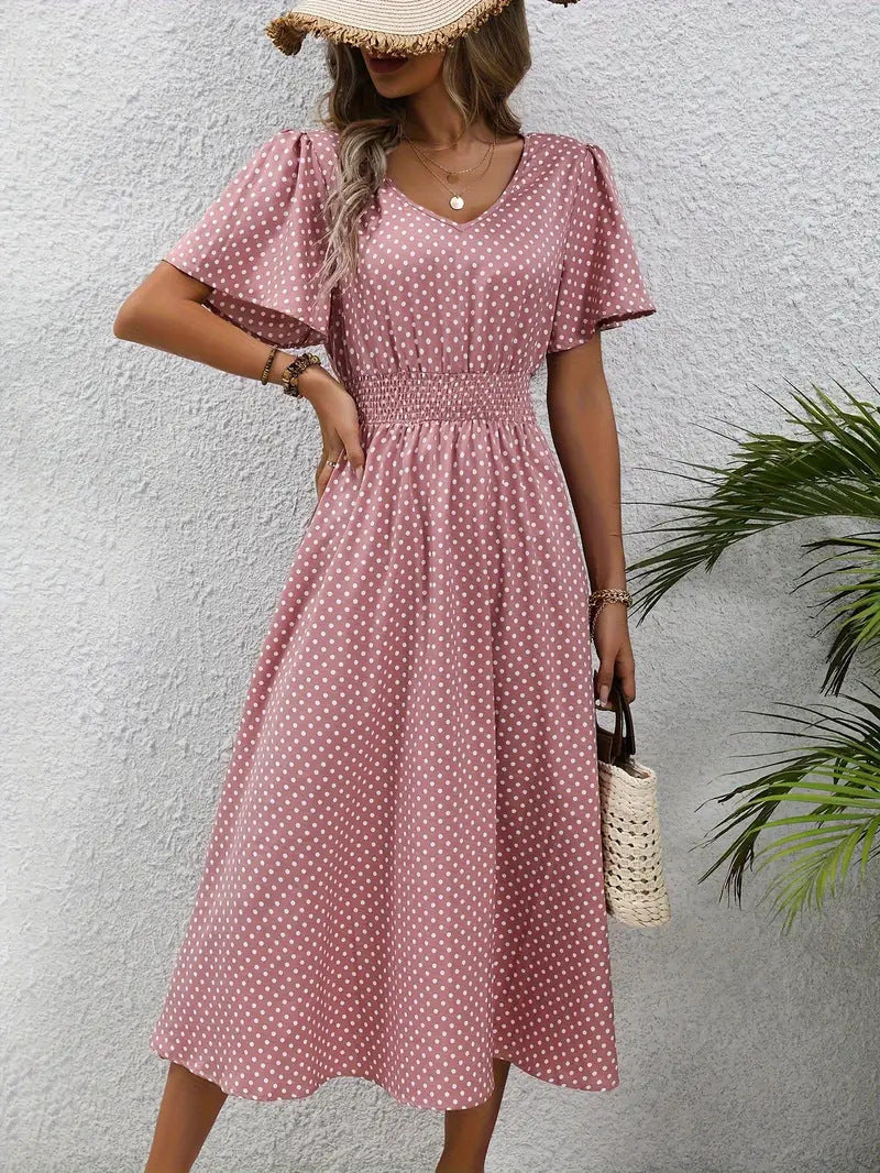 Women's Small Floral Print Short Sleeve Dress
