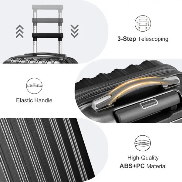 FCH Vertical Pattern 2-Piece Set 20 Inch Expandable With 14 Inch Suitcase ABS PC Trolley Case 14in 20in Silent Wheels