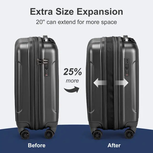 FCH Vertical Pattern 2-Piece Set 20 Inch Expandable With 14 Inch Suitcase ABS PC Trolley Case 14in 20in Silent Wheels