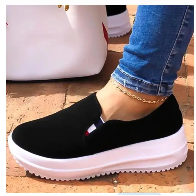 Flat Heel Low-cut Round Toe Solid Color Casual Viscose Ladies Single Shoes - Black / 35