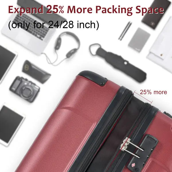Hard Lightweight And Durable ABS Suitcase With Dual Wheels Expandable 28 Inch Checked In Luggage - 28inch L - 5