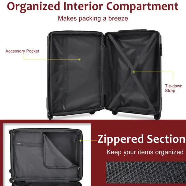 Hard Lightweight And Durable ABS Suitcase With Dual Wheels Expandable 28 Inch Checked In Luggage - 28inch L - 5