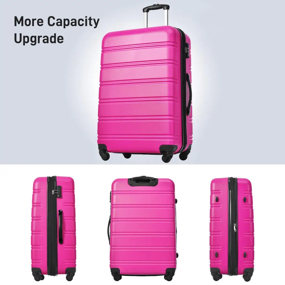 Hardshell Suitcase Set Of 4 Pieces Light 16 Inches 20 Inches 24 Inches 28 Inches Luggage Case. - Rose red - 5
