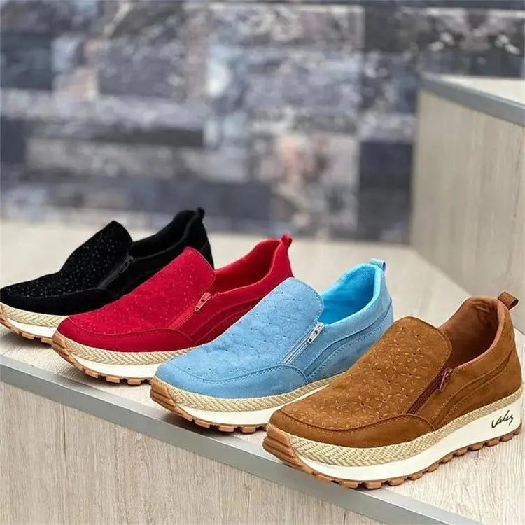 Ladies Solid Color Casual Round Toe Solid Color Soft Flat Canvas Shoes
