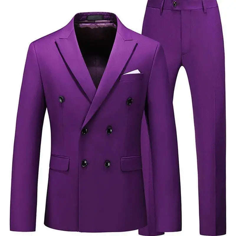 Men 2 Pieces Slim Fit Casual Tuxedo Suit Male Suits Set - Beyond Trends Hub
