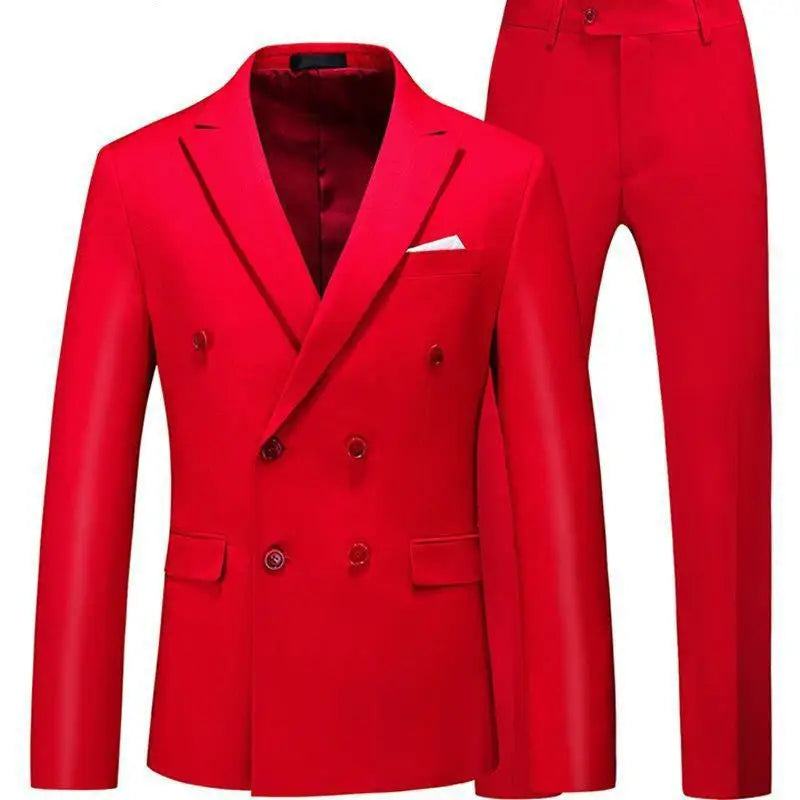 Men 2 Pieces Slim Fit Casual Tuxedo Suit Male Suits Set - Beyond Trends Hub