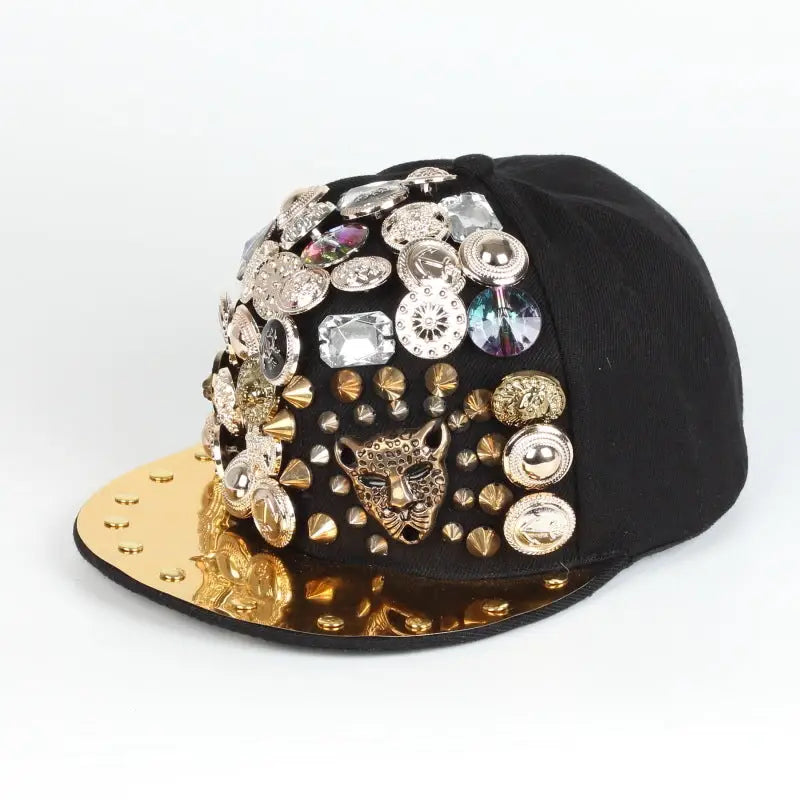 Men Women Skull Leopard Head Rivet Baseball Cap - Leopard / Adjustable