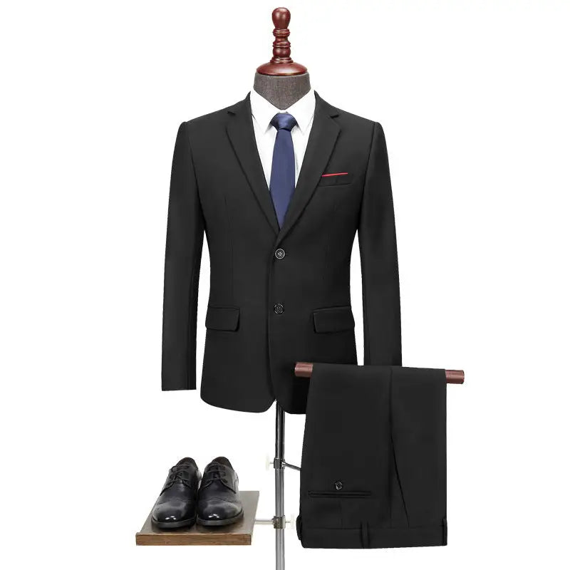 Men's Casual Business Suit Two-piece Suit Plus Size Work Ball Suit Men - Beyond Trends Hub