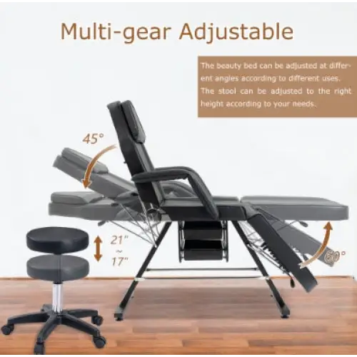Metal Massage Salon Tattoo Chair - Black - 5