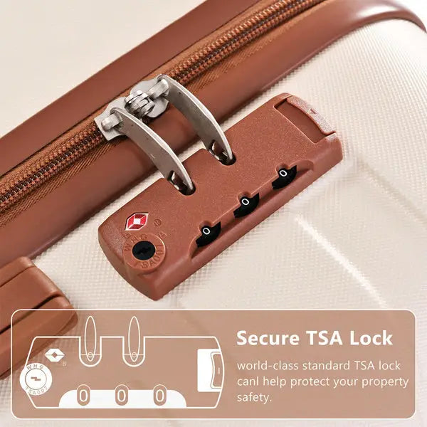 New Luggage Set With 3 ABS Hard Shells - Ivory and brown - 5