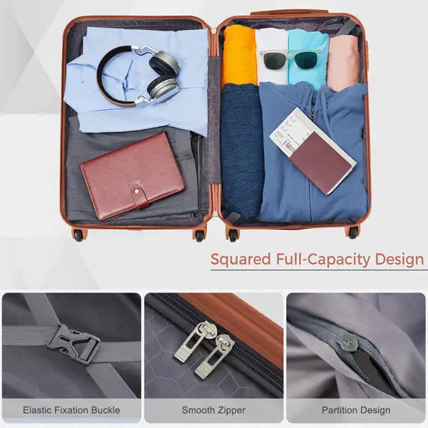 New Luggage Set With 3 ABS Hard Shells - Ivory and brown - 5