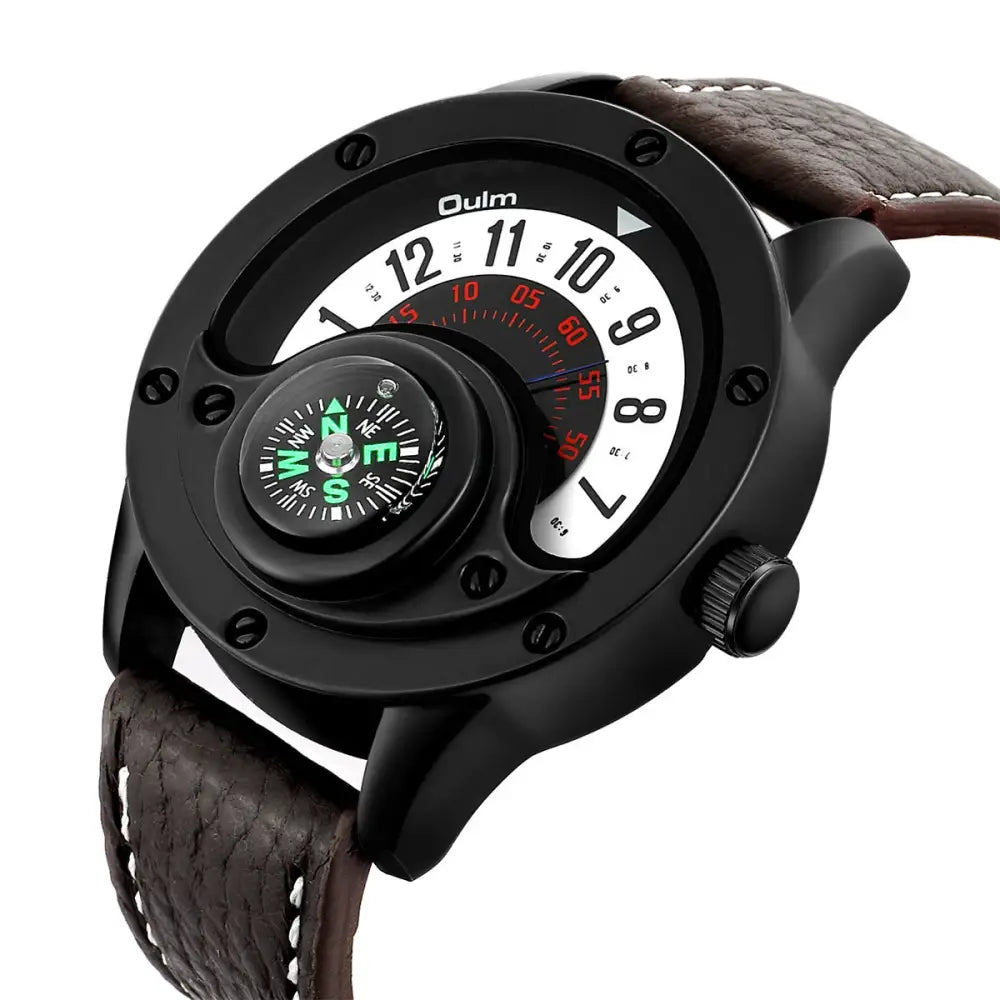 New Sport Watches Men Decorative Compass Unique Design Male Quartz Clock Men's Leather Strap Casual Wrist Watch - Beyond Trends Hub
